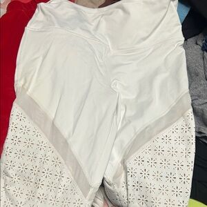 Aerie White Laser Cut Leggings